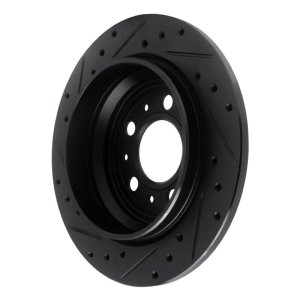 Volvo V70 Brake Rotor (1) - Rear Right - R1 Concepts - Drilled & Slotted - Black - `99-`00